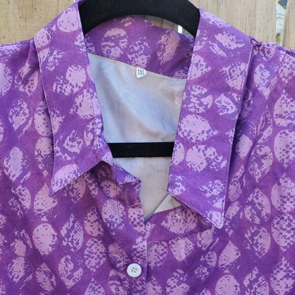 Purple Button up Blouse - Picture 3 of 12